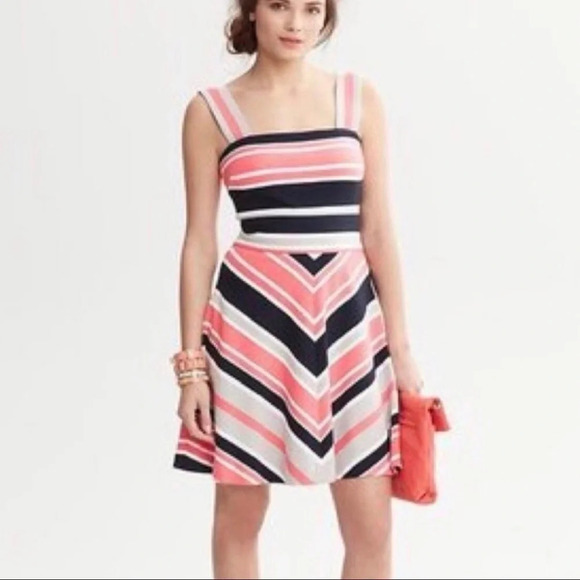 Banana Republic x Milly Collection Striped Fit & Flare Dress - Size 8